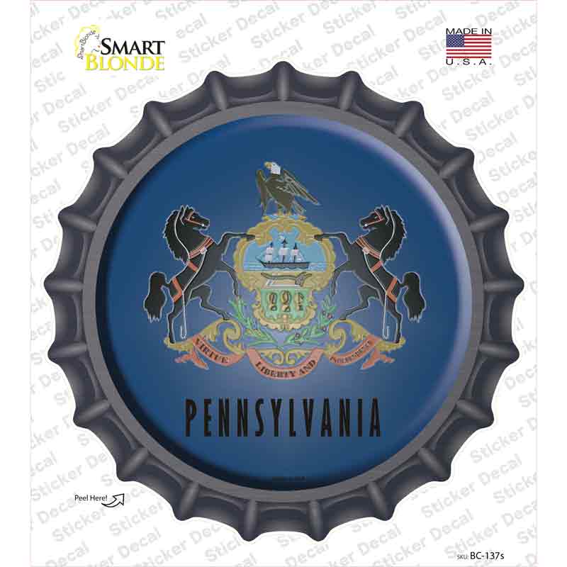 BC-137s-M Pennsylvania Flag Novelty Bottle Cap Sticker Decal - Medium