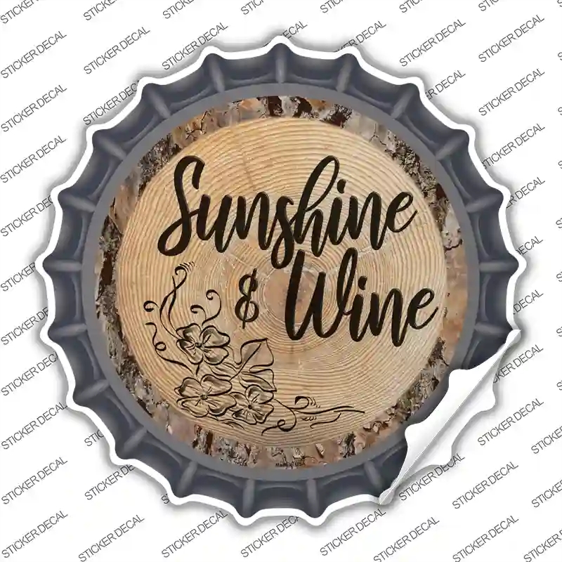 BC-1380s-L Sunshine & Wine Novelty Bottle Cap Sticker Decal - Large