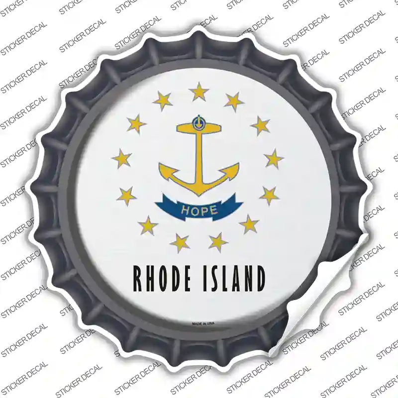 BC-138s-L Rhode Island State Flag Novelty Bottle Cap Sticker Decal - Large