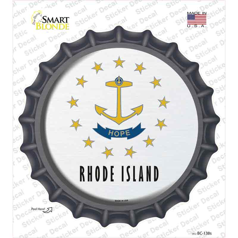 BC-138s-M Rhode Island State Flag Novelty Bottle Cap Sticker Decal - Medium