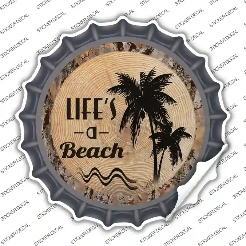 BC-1398s-L Lifes A Beach Novelty Bottle Cap Sticker Decal - Large
