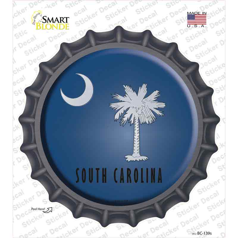 BC-139s-M South Carolina State Flag Novelty Bottle Cap Sticker Decal - Medium