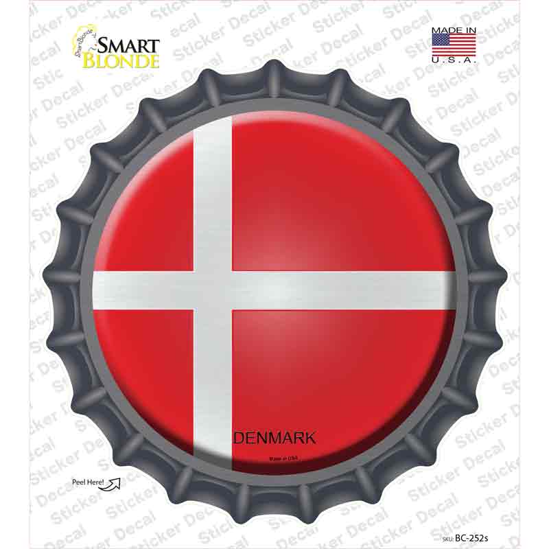 BC-252s-M Denmark Country Novelty Bottle Cap Sticker Decal - Medium