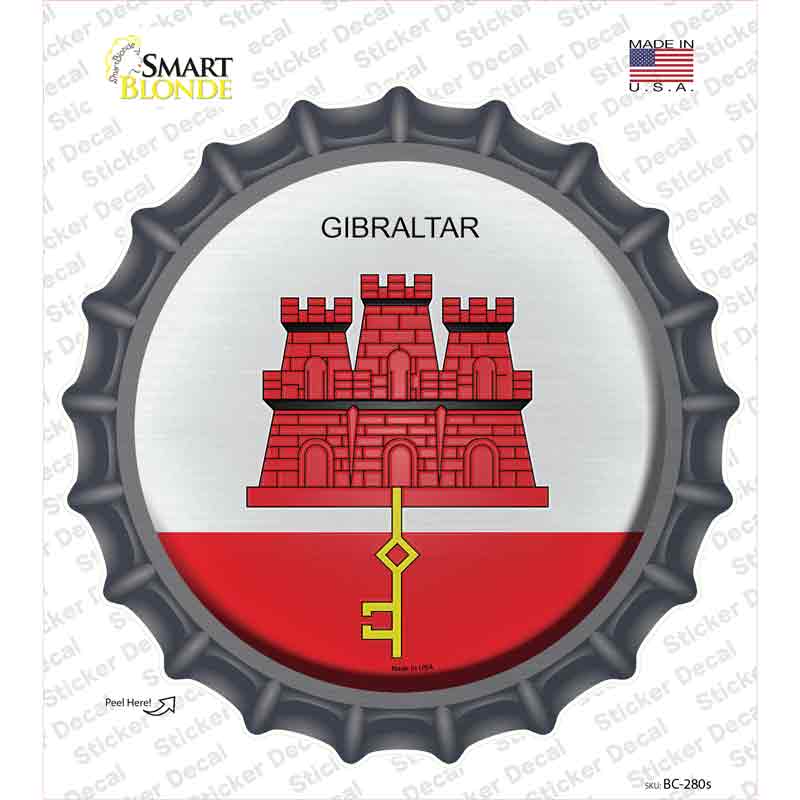 BC-280s-M Gibraltar Country Novelty Bottle Cap Sticker Decal - Medium