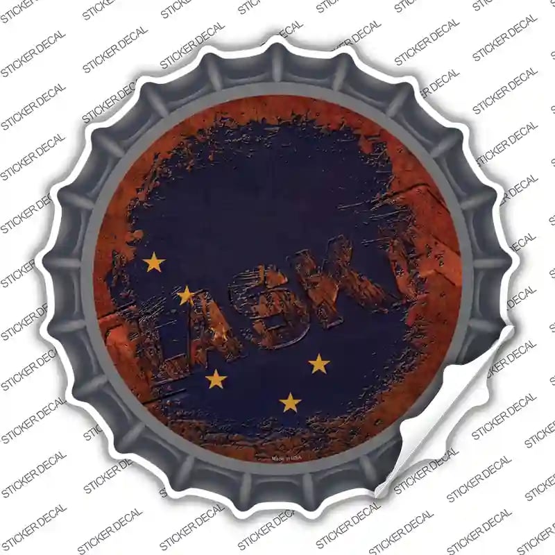 BC-1167s-S Alaska Rusty Stamped Novelty Bottle Cap Sticker Decal - Small