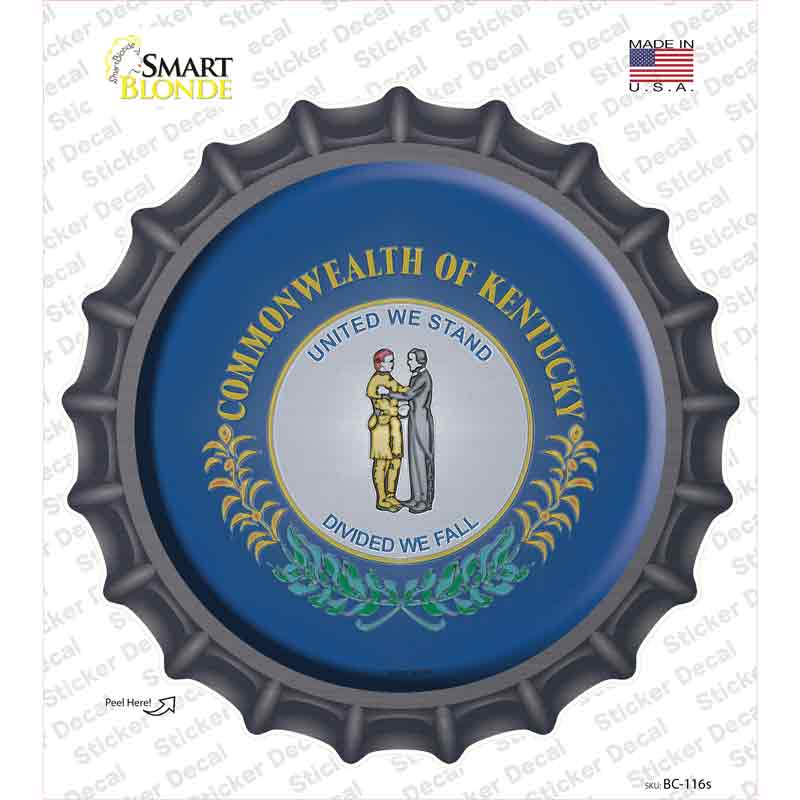 BC-116s-M Kentucky State Flag Novelty Bottle Cap Sticker Decal - Medium