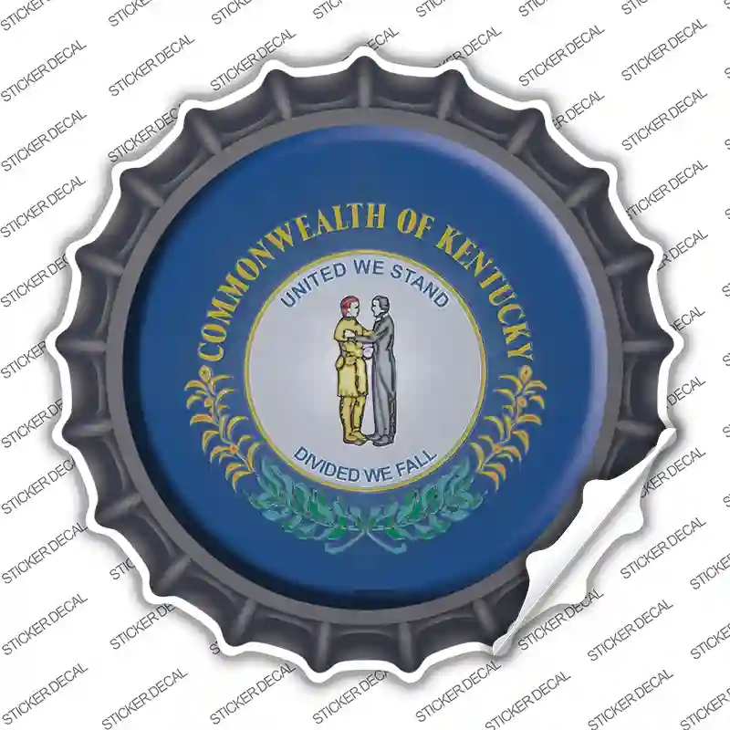 BC-116s-S Kentucky State Flag Novelty Bottle Cap Sticker Decal - Small
