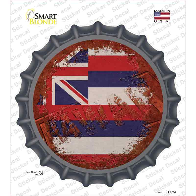 BC-1176s-M Hawaii Rusty Stamped Novelty Bottle Cap Sticker Decal - Medium
