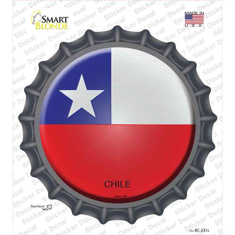 BC-231s-M Chile Country Novelty Bottle Cap Sticker Decal - Medium