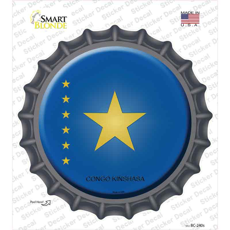 BC-240s-M Congo Kinshasa Country Novelty Bottle Cap Sticker Decal - Medium
