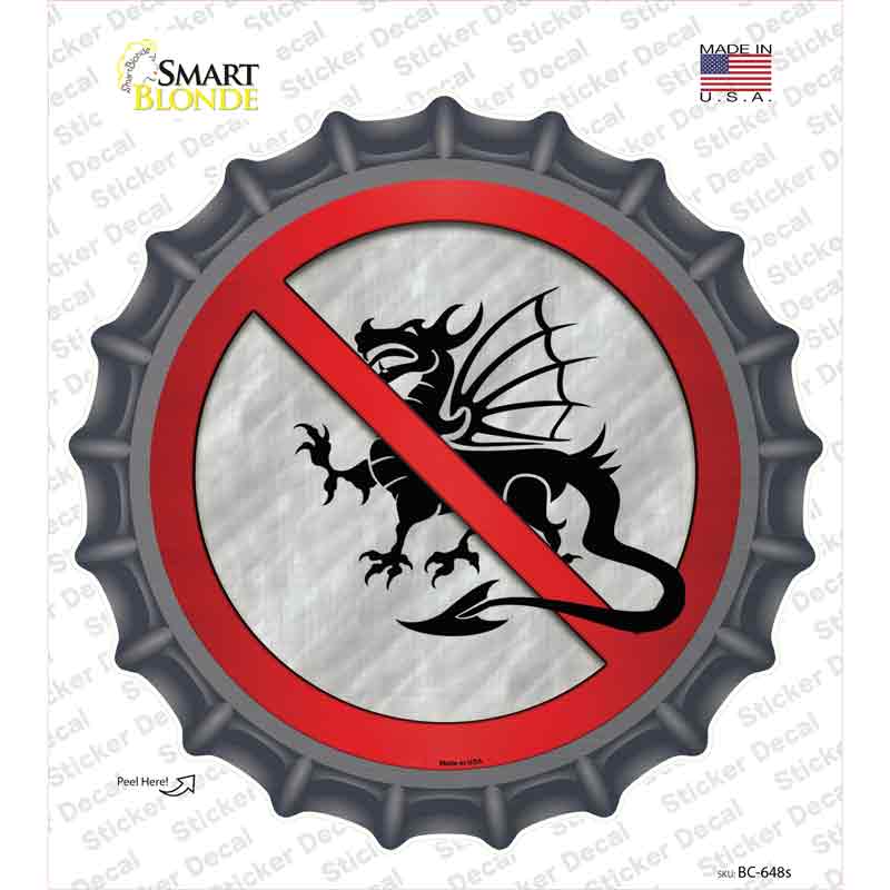 BC-648s-M No Dragons Novelty Bottle Cap Sticker Decal - Medium