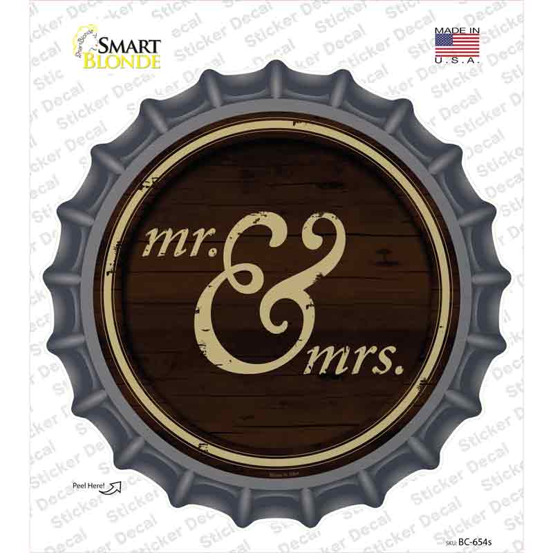 BC-654s-M Mr & Mrs Novelty Bottle Cap Sticker Decal - Medium