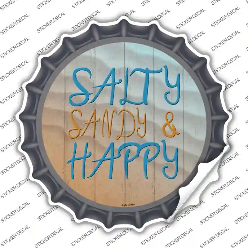 BC-1406s-S Salty Sandy & Happy Novelty Bottle Cap Sticker Decal - Small