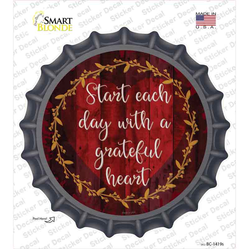 BC-1419s-M Grateful Heart Novelty Bottle Cap Sticker Decal - Medium