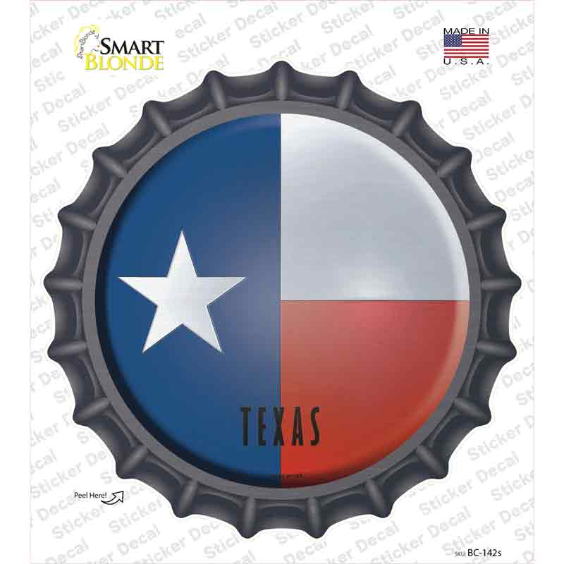 BC-142s-M Texas State Flag Novelty Bottle Cap Sticker Decal - Medium