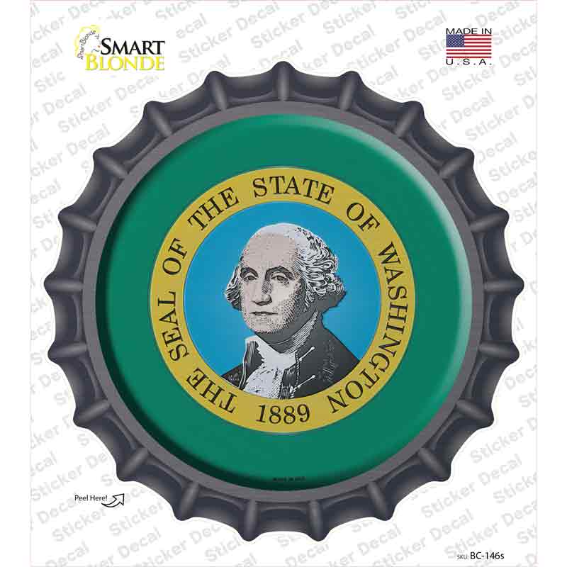BC-146s-M Washington State Flag Novelty Bottle Cap Sticker Decal - Medium