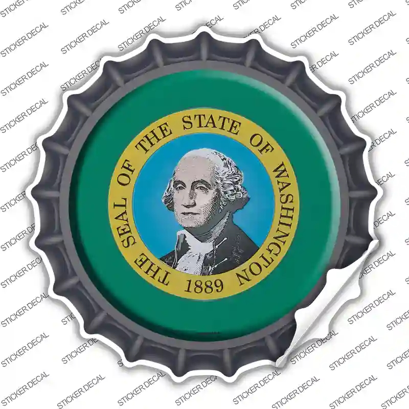 BC-146s-S Washington State Flag Novelty Bottle Cap Sticker Decal - Small
