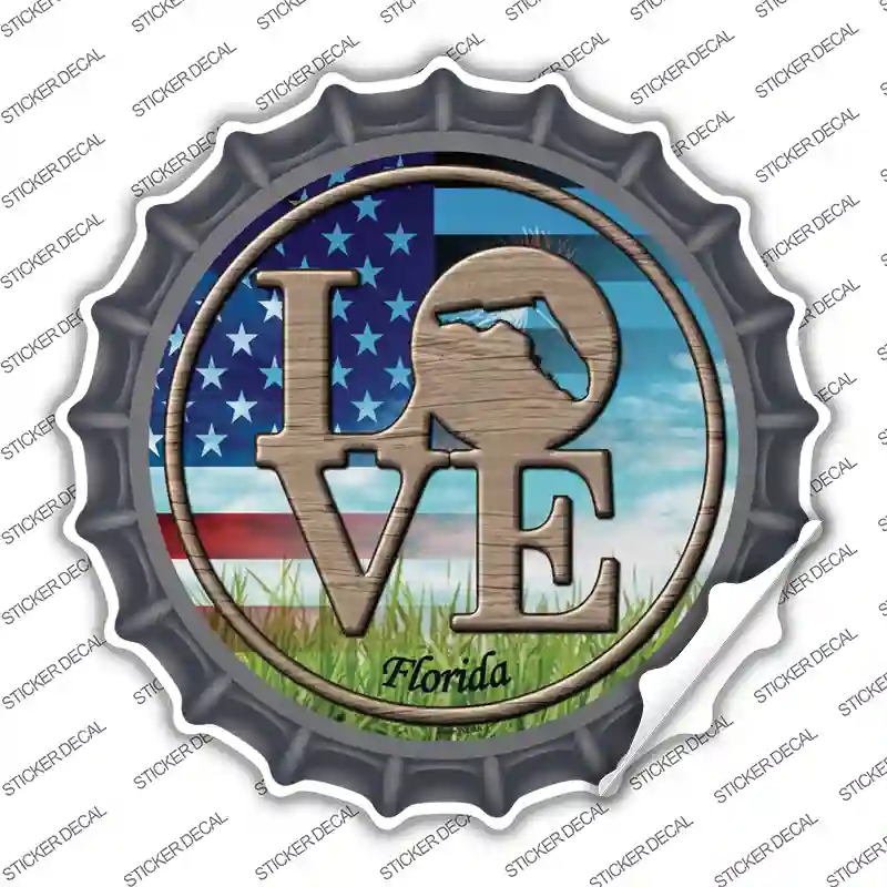 BC-674s-L Love Florida Novelty Bottle Cap Sticker Decal - Large