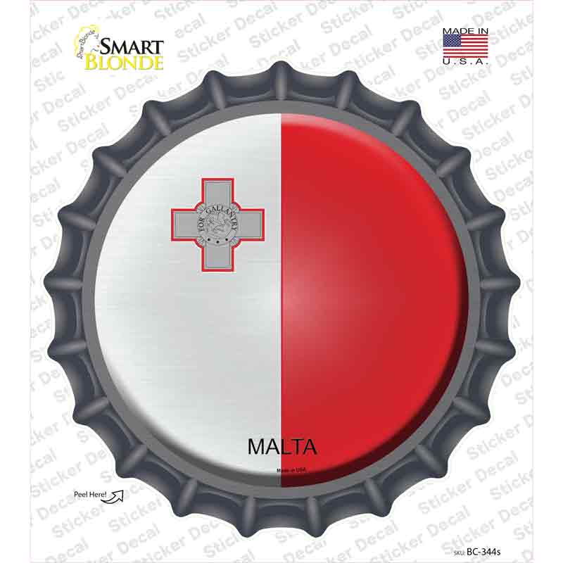 BC-344s-M Malta Country Novelty Bottle Cap Sticker Decal - Medium