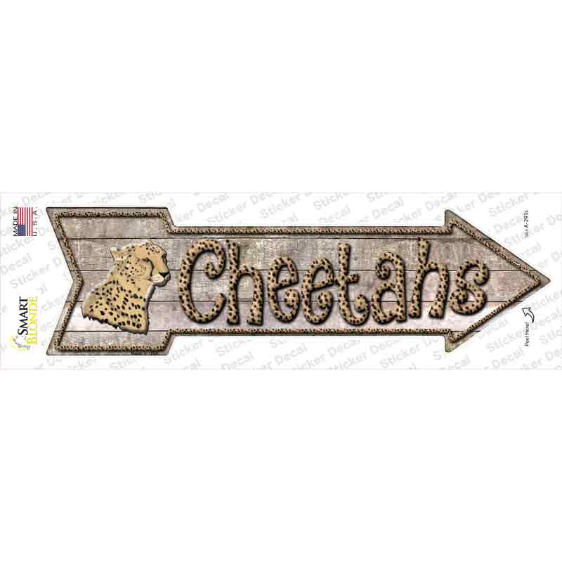 A-293s-M Cheetahs Novelty Arrow Sticker Decal - Medium