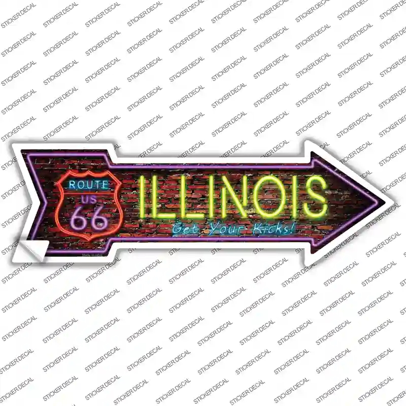 A-301s-S Illinois Neon Novelty Arrow Sticker Decal - Small