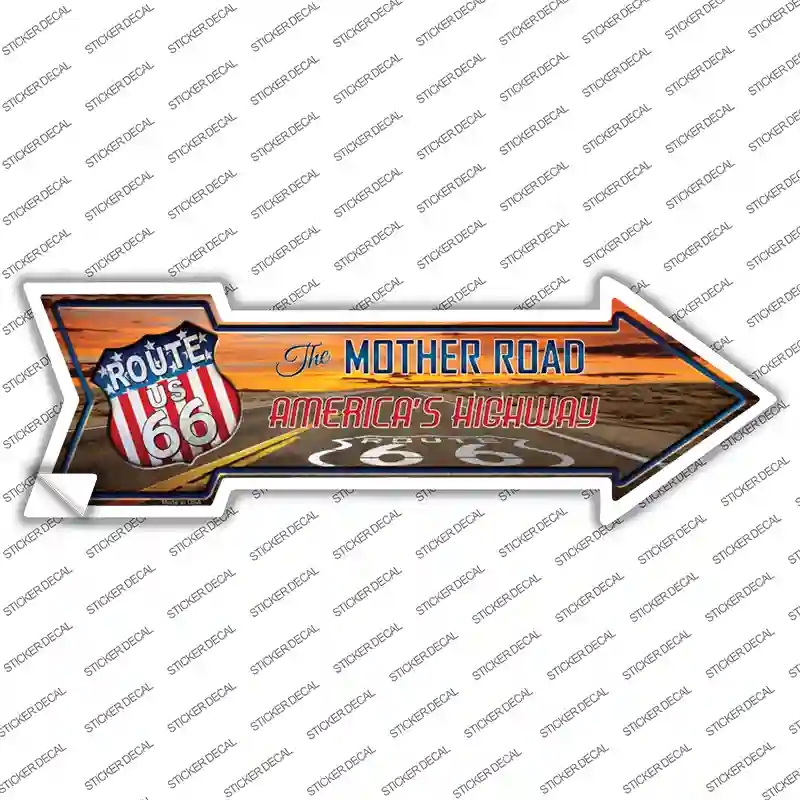 A-363s-S Route 66 with Sunset Novelty Arrow Sticker Decal - Small