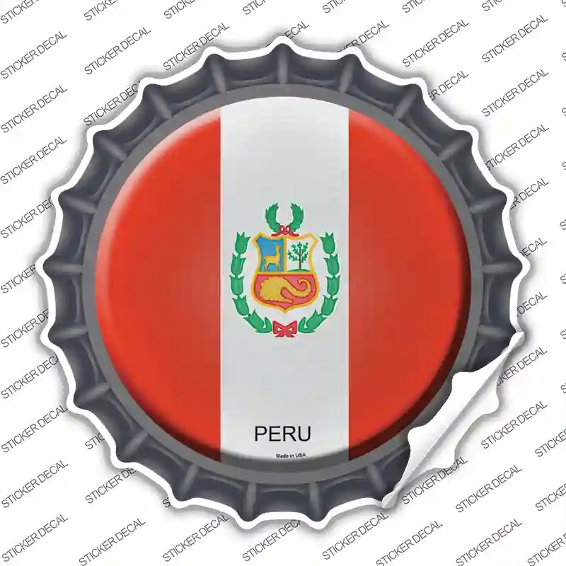 BC-388s-S Peru Country Novelty Bottle Cap Sticker Decal - Small