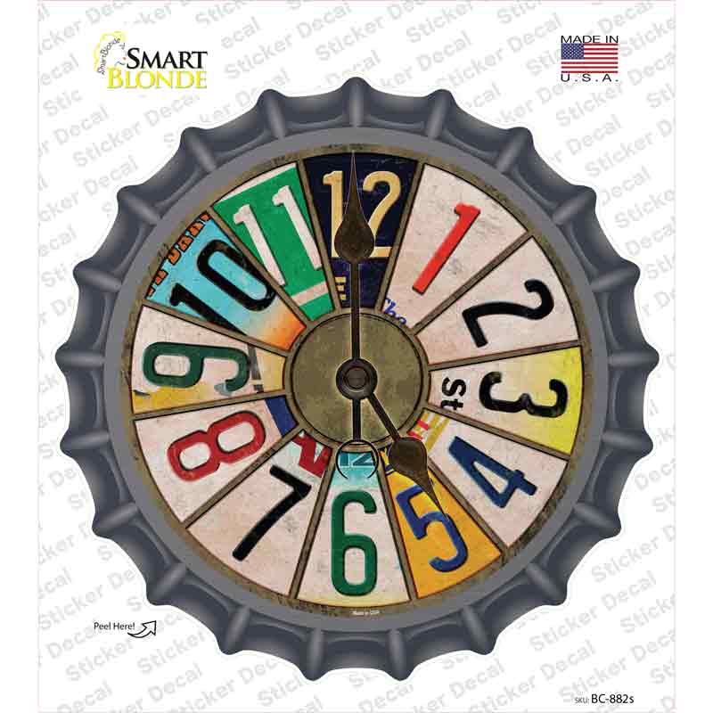 BC-882s-M License Plate Strip Clock Novelty Bottle Cap Sticker Decal - Medium