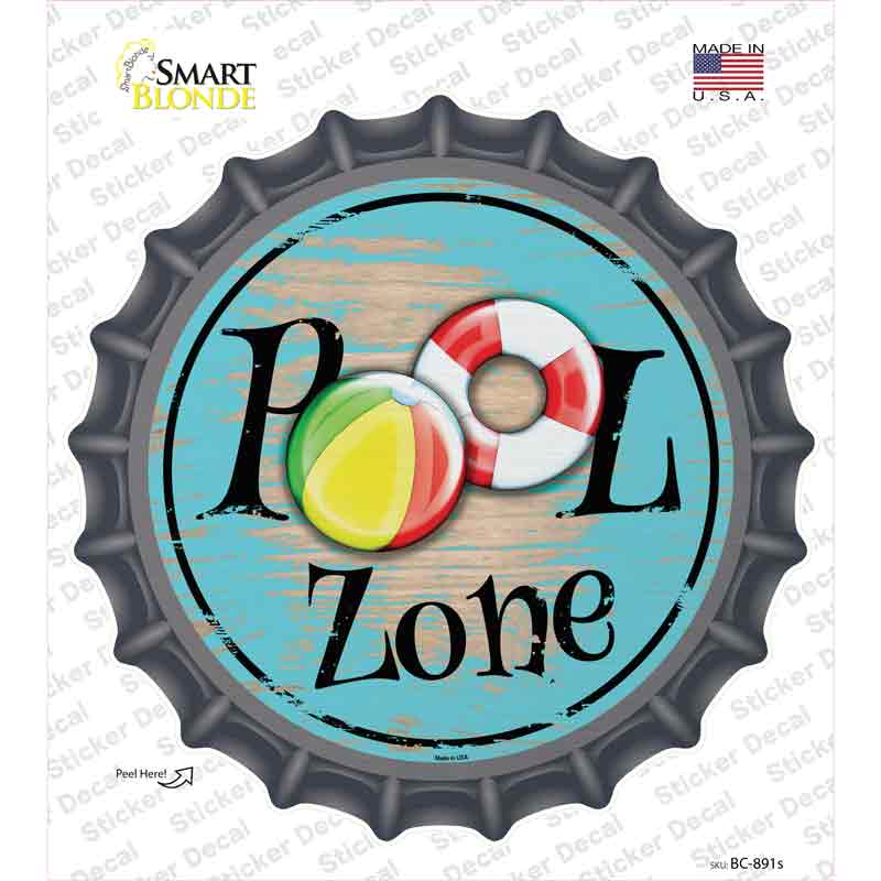 BC-891s-M Pool Zone Novelty Bottle Cap Sticker Decal - Medium