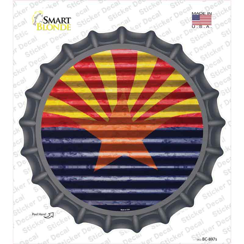 BC-897s-M Arizona Flag Novelty Bottle Cap Sticker Decal - Medium