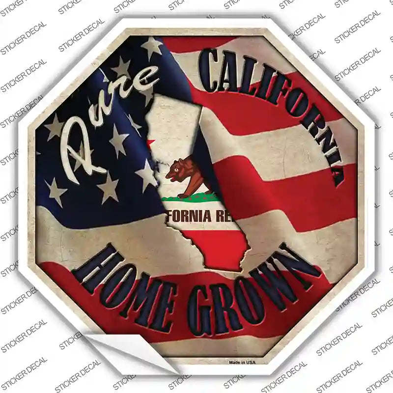 BS-406s-S California Home Grown Novelty Octagon Sticker Decal - Small