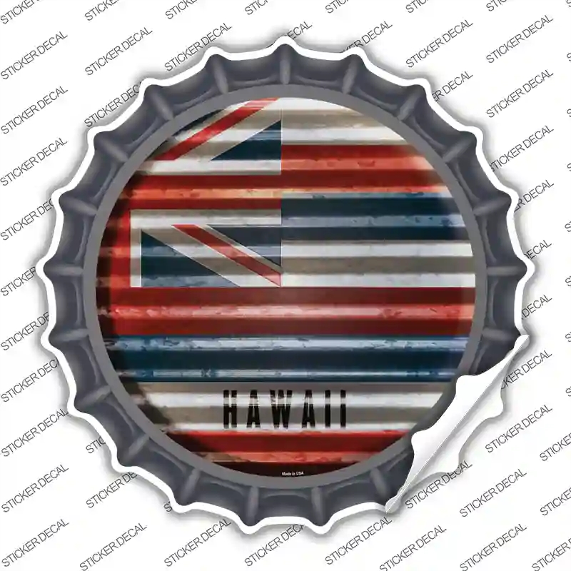 BC-921s-XL Hawaii Flag Corrugated Novelty Bottle Cap Sticker Decal - Extra Large