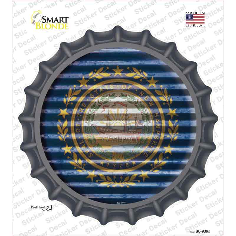 BC-939s-M   Hampshire Flag Corrugated Novelty Bottle Cap Sticker Decal - Medium