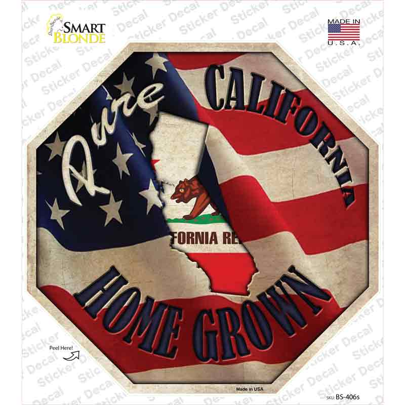 BS-406s-M California Home Grown Novelty Octagon Sticker Decal - Medium