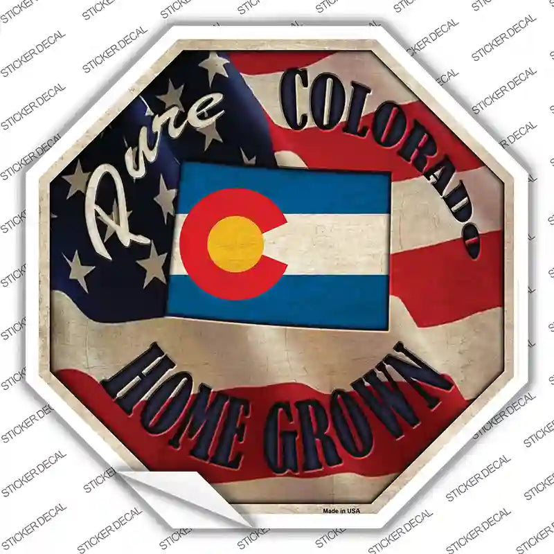 BS-407s-XL Colorado Home Grown Novelty Octagon Sticker Decal - Extra Large