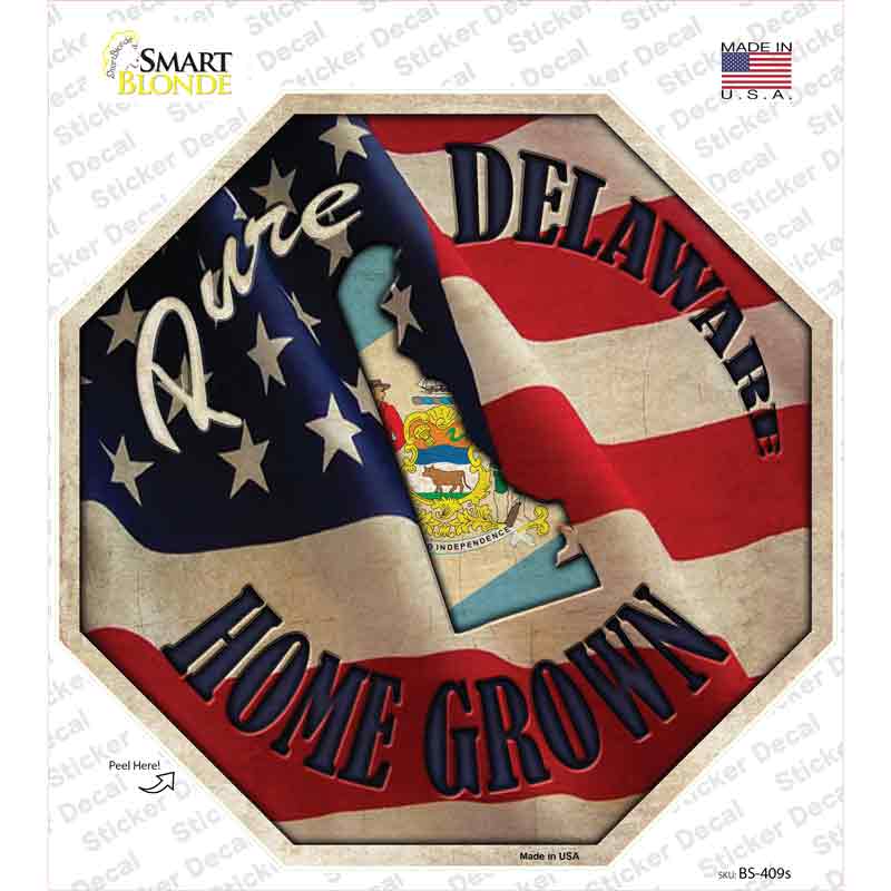 BS-409s-M Delaware Home Grown Novelty Octagon Sticker Decal - Medium