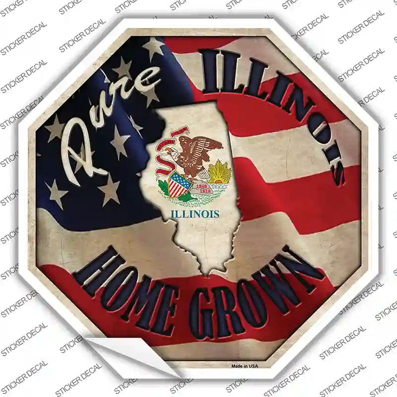 BS-414s-L Illinois Home Grown Novelty Octagon Sticker Decal - Large