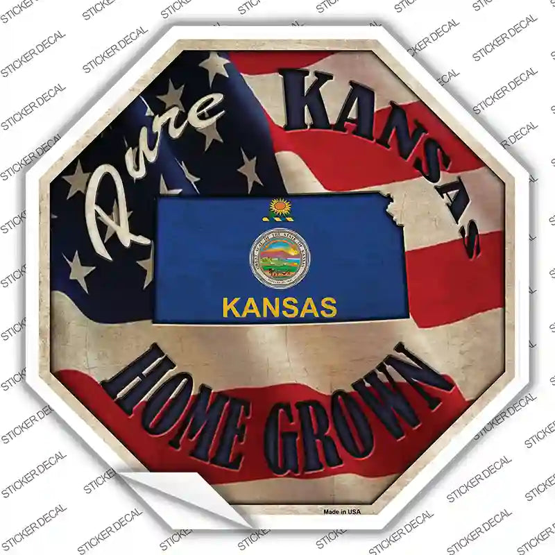 BS-417s-S Kansas Home Grown Novelty Octagon Sticker Decal - Small