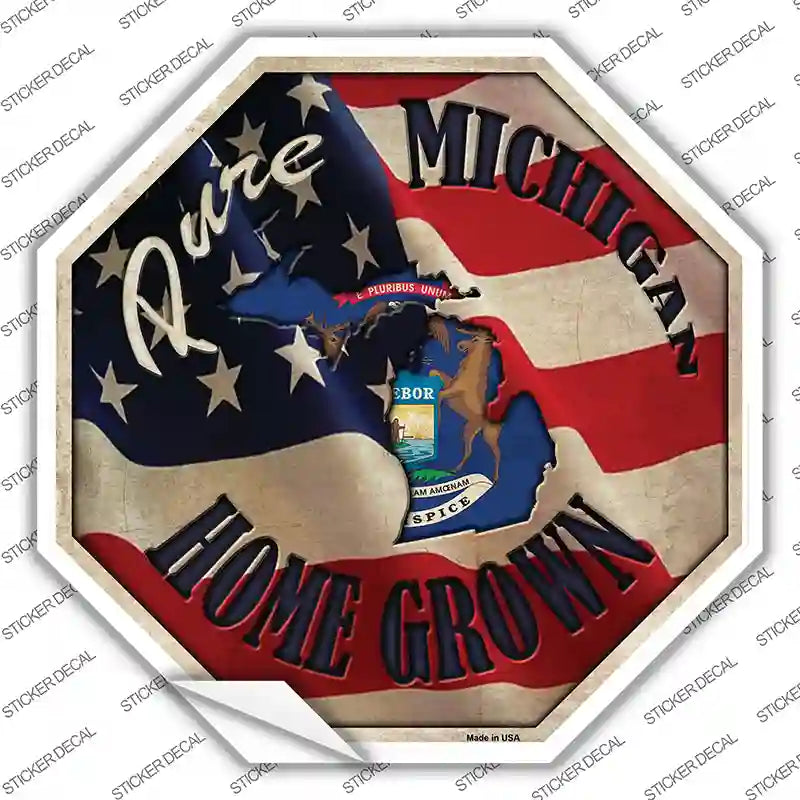 BS-423s-S Michigan Home Grown Novelty Octagon Sticker Decal - Small