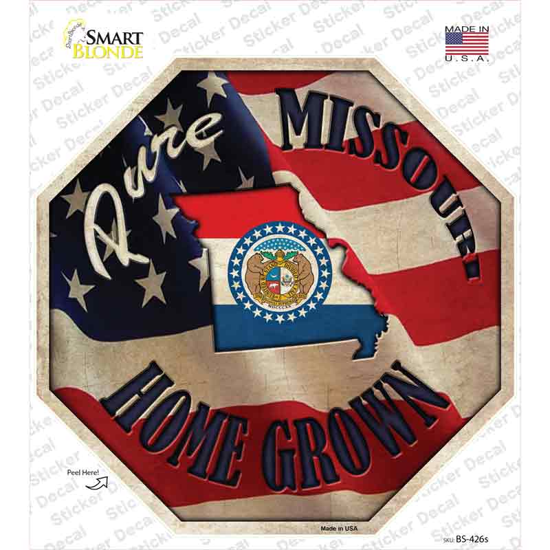 BS-426s-M Missouri Home Grown Novelty Octagon Sticker Decal - Medium