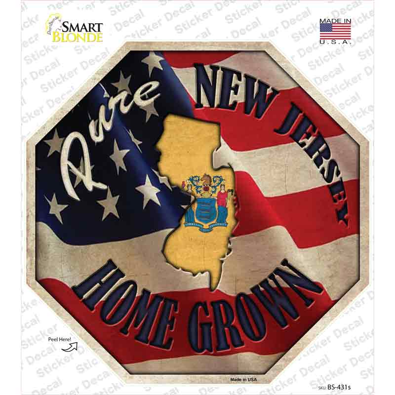 BS-431s-M   Jersey Home Grown Novelty Octagon Sticker Decal - Medium