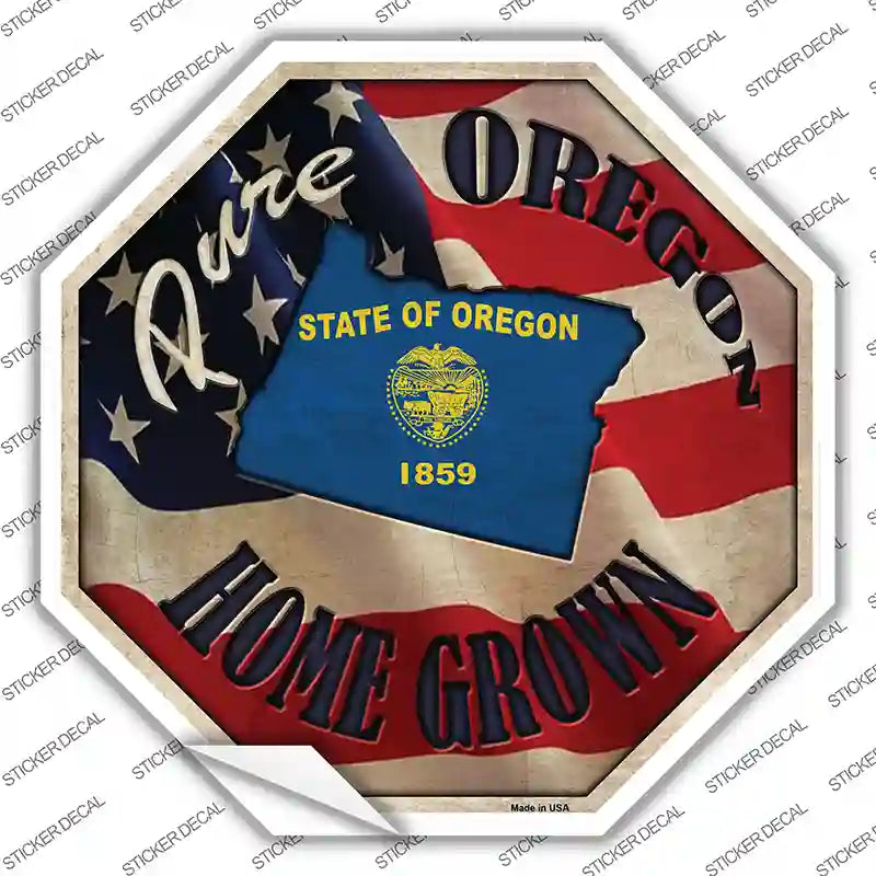 BS-438s-L Oregon Home Grown Novelty Octagon Sticker Decal - Large