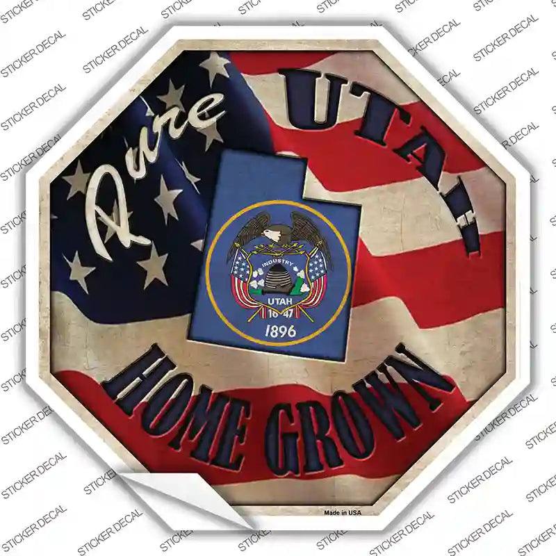 BS-445s-L Utah Home Grown Novelty Octagon Sticker Decal - Large