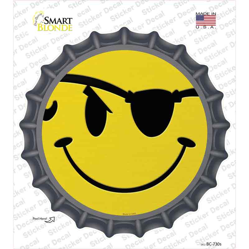 BC-730s-M Eye Patch Smile Novelty Bottle Cap Sticker Decal - Medium