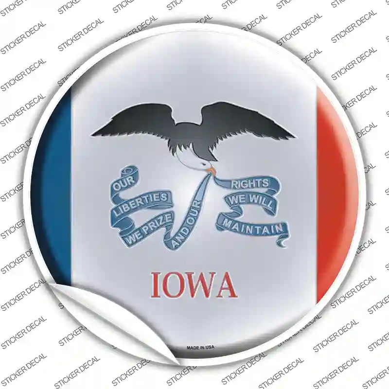 C-114s-S Iowa State Flag Novelty Circle Sticker Decal - Small