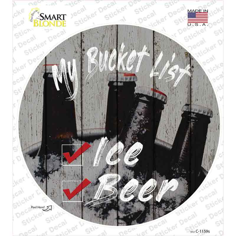 C-1159s-M Bucket List Beer Novelty Circle Sticker Decal - Medium