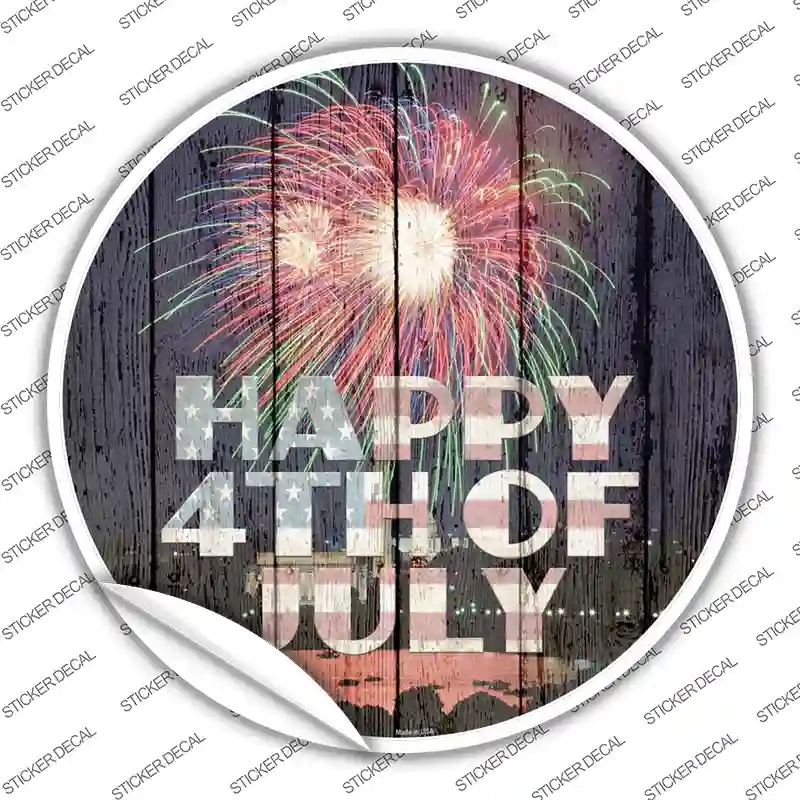 C-1160s-S Happy 4th of July Firework Novelty Circle Sticker Decal - Small