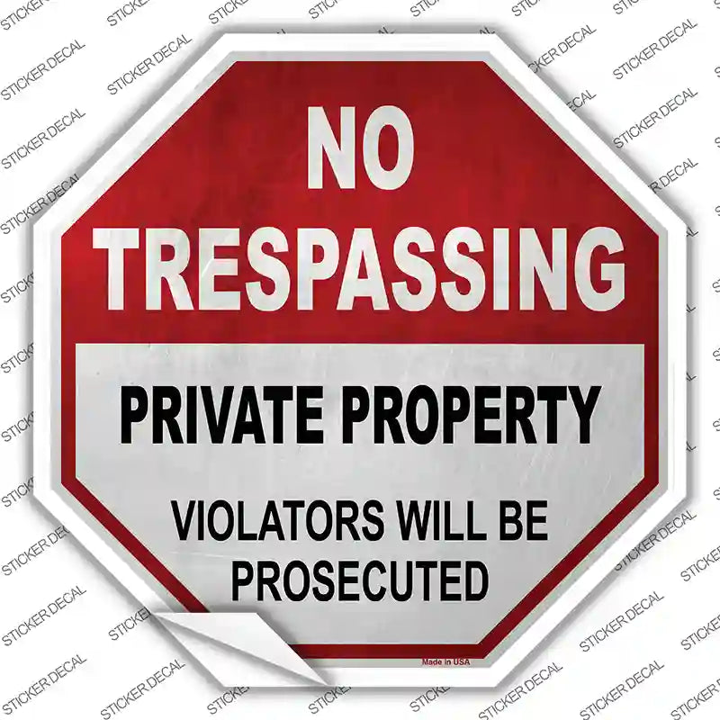 BS-467s-L No Trespassing Private Property Novelty Octagon Sticker Decal - Large