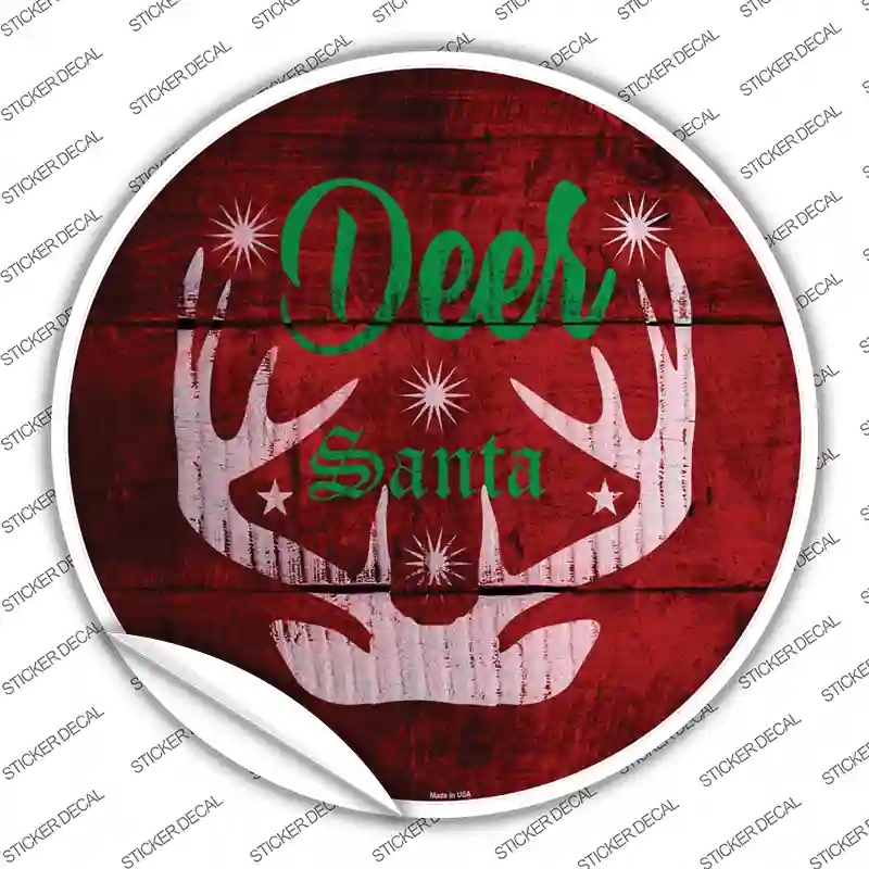 C-1000s-L Deer Santa Novelty Circle Sticker Decal - Large