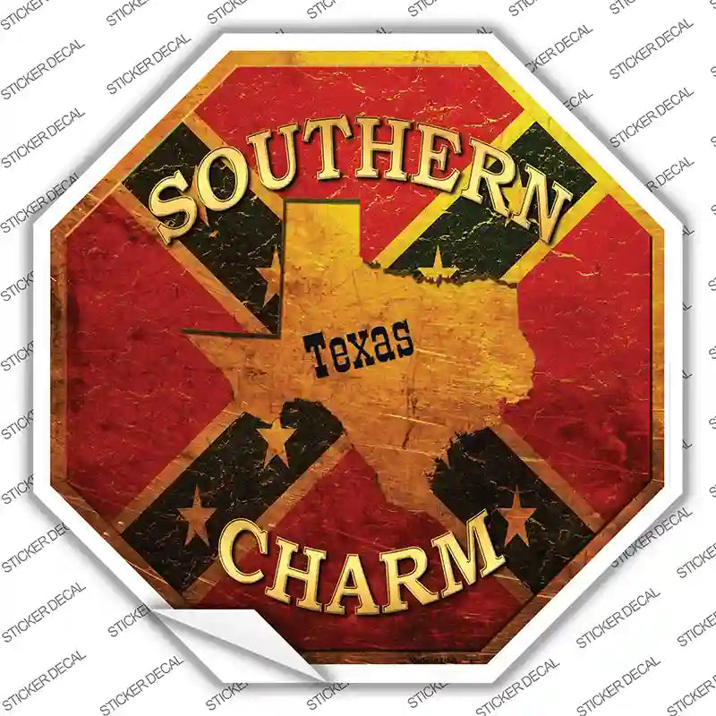 BS-375s-XL Southern Charm Texas Novelty Octagon Sticker Decal - Extra Large